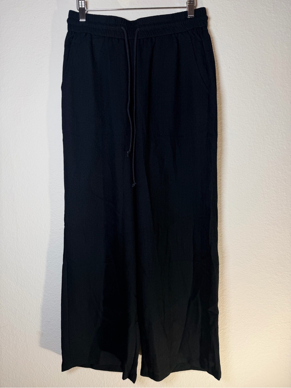 Halara High Waist Drawstring Wide Leg Linen Feel Pants Black xl NWT - Picture 9 of 12